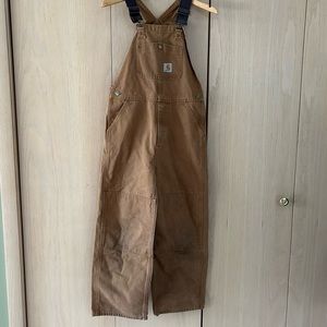 Carhartt Canvas Double Knee Unlined Bib Overalls Cotton Duck Coverall Youth 12